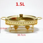 Stainless Steel Glass Serving Dish hot pot small chafing dish Food Warmer Buffet Luxury Golden Oval Hotel Wedding Chafing Dish - Image 13