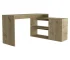 HMS 60" Natural L-Shaped Computer Desk with Three Drawers and Bookshelf Portable Metal Laptop Table for Bedroom or Hotel Use