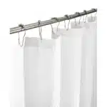 HMS Luxury White Linen Waffle Weave Shower Curtain Modern Design Waterproof for Bathroom Use – side view