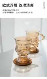 Heat Resistant Thick Glass Cup Luxurious European Style Teacup Coffee Cup Healthy Drink Mug Tea Mugs – angled view