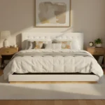 Goldoma adjustable king platform bed with tufted upholstered headboard in modern style