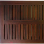 hms 23" Dark Brown Teak Slat Bath Mat – styled in a modern Living setting