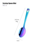 1PC Rainbow Stainless Steel Nonstick Kitchen Utensils Cooking Tool Long Serving Sets Scoop Spoon Fork Turner Ladle Cake