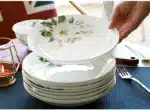 Bone China Plate Set for Household, Ceramic Dinner, Vegetable Dishes, Round Deep Plate, European Pastoral Tableware, 8 inch