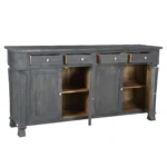 HMS 72" Dark Gray Solid Wood Four-Drawer Sideboard Cabinet Modern Antiqued Traditional Design for Home Furniture Four Doors - Image 3