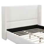 Goldoma modern adjustable queen upholstered bed with tall headboard in white fabric