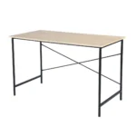 HMS 48" Modern Wood Metal Computer Desk Simple Storage Gaming Desk for Bedroom School Brown Black Surface Material-Aluminum