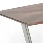 107" Rectangular Dining Table Walnut Silver Iron Manufactured Wood – close-up detail
