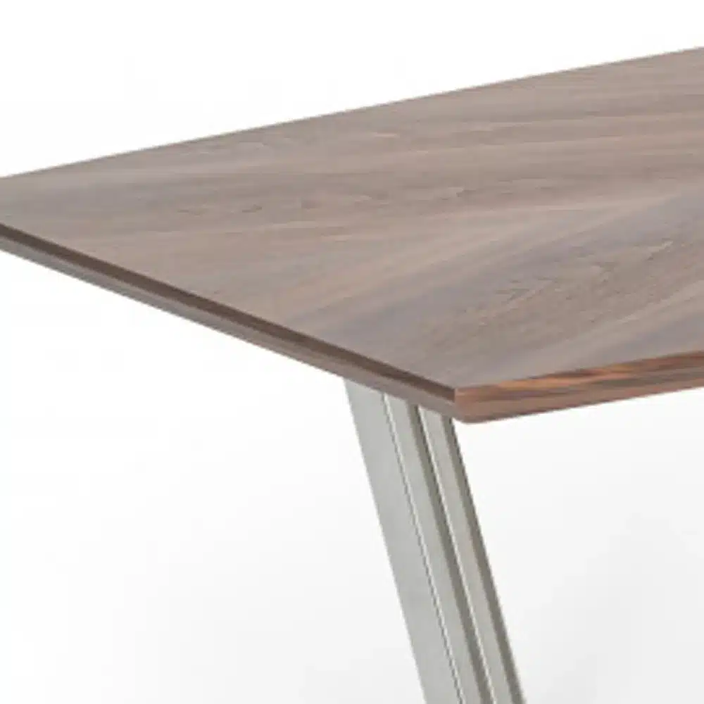 107" Rectangular Dining Table Walnut Silver Iron Manufactured Wood