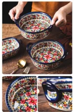 Ceramic Bakeware Bowls Polish Style Hand-painted Kitchen Tableware Salad Dessert Steak Pasta Plate Fruit Tray Decoration - Image 30