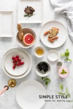Retro White petal Dinner Plate Ceramic Kitchen Plate Tableware Set Food Dishes Rice Salad Noodles Bowl Soup Kitchen Cook Tool - Image 16