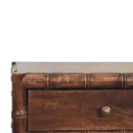 Solid wood bamboo nightstand with two drawers in roasted almond brown finish - classic storage piece for bedroom or living room