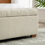 Goldoma 60.2-inch chenille upholstered storage ottoman with tufted flip top in living room