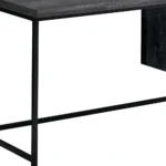 HMS 24" Modern Computer Desk with Three Drawers Brown Black Finish Foldable Design for Hotels Made of Wooden Metal Glass