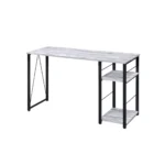 HMS 47" Antiqued White Computer Desk with Black Writing Elegant and Functional Office Furniture – close-up detail