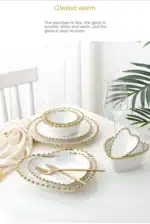 1pcs Ceramic Large Rice Bowl Heart-shaped Tableware Nordic Phnom Penh White Round Salad Plate Steak Dish Dinnerware Dinner