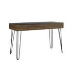 HMS 47" Simple Modern Design Brown and Black Computer Desk Adjustable Office Gaming Desk with Wooden and Metal Material