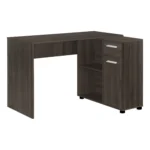 HMS 46" Brown Wood L-Shaped Computer Desk with Drawer PC Desk Portable and Adjustable Metal Material Assembled for Hotels