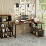 YQ FOREVER Modern Office Table Computer Desk With Bookshelves Metal Office Furniture Study Table Desk - Image 2