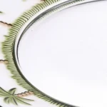 HMS Four-Piece Acrylic Palm Tree Service for Four Clear and Green Dinner Plate Set – close-up detail