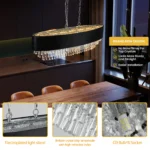 US Stock Free Shipping Modern Black 8-Light Crystal Chandelier Dining Living Room Round Pendant Light Fixtures – styled in a