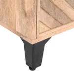 Solid wood nightstand with drawer and door in natural finish, Scandinavian style for bedroom storage