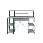HMS 47" Gray and Black Simple Modern Design Gaming Desk Adjustable Office Computer Table Made of Wood and Metal – close-up