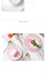 Brief Tableware Gold Edge Irregular Ceramic Plate Floral Shape Porcelain Steak Salad Dessert Dish Tray Household Dinner