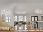 Modern Crystal Silver Chandelier, 47" Large Rectangular Tree Branch Chandeliers for Dining Room Over Table,Living