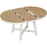 Trexm Farmhouse Round Extendable Dining Table with Leaf – close-up detail