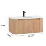USA Free Shipping Modern Floating Bathroom Vanity Cabinet Natural Wood Wall Mounted Bathroom Vanity with Drawer