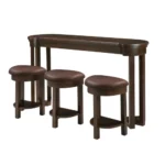 Modern bar table set with 3 PU upholstered stools in a contemporary dining room