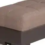 Goldoma 52-Inch Brown Chenille and Faux Leather Tufted Storage Ottoman – close-up detail