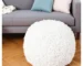 Goldoma 20" Cream Cotton Tufted Round Pouf Ottoman - Footrest & Extra Seat