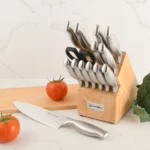 15 Piece Premium Utility Bread Paring Knife Carbon Steel Chef Kitchen Knife Set with Scissors – base detail