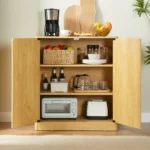 31.5-inch Modern Wavy Sideboard Curved  Design Storage Cabinet 2-door Cabinet with Storage Function Suitable - Image 2