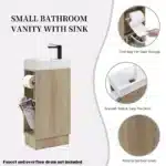 16 Inch Bathroom Vanity Sink Combo for Small Bathroom - Natural Ash – side view