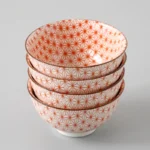 4 Pcs/set 4.5 Inch Rice Bowl Ceramic Tableware Thread Underglaze Color Support Oven and Dishwasher – close-up detail