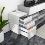 3 Drawer Mobile File Cabinet Fully Assembled White FCJ Metal Filing Cabinet for Office Home A4 Legal Letter Size Lock Movable