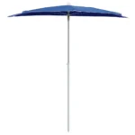 W2B VidaXL 9ft Garden Parasol Azure Blue 100% Polyester 3m Garden Umbrella with Steel Base for Courtyard 70.9 X 35.4 in