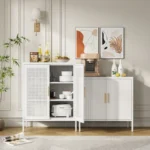 2-Door White FCJ Metal Storage Cabinet with 2 Adjustable Shelves Steel Garage File Cabinet for Home Office & School Gym