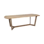 92-inch solid wood trestle dining table in natural and brown finish – perfect for family gatherings at Goldoma