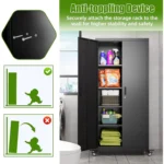 Optional Wheels Metal Lockable File Cabinet 2-Door 4-Adjustable Shelves for Home Office School-Black FCJ Storage Tool Cabinets - Image 3