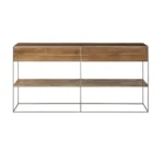 HMS 63 Two-Drawer Sideboard Cabinet Brown Solid Wood with Modern & Traditional European Design for Farmhouse & Dining MDF Style