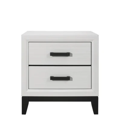 Mirage White Nightstand with 2 drawers - minimalist white nightstand beside a bed