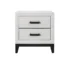 Mirage White Nightstand with 2 Drawers in a modern bedroom setting