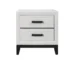 Mirage White Nightstand with 2 Drawers in a modern bedroom setting