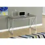 HMS 24" Taupe and Silver Computer Desk Convertible Extendable Foldable Portable with Leather Top Wood Material – base detail