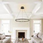 USA Stock ComiLED Gold/White/Black Ring LED Chandelier Modern Aluminum Round Pendant Light for Living Room & Bedroom