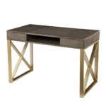 HMS 45 Modern Office Desk with Two Drawers Gray and Gold Melamine Steel Writing Desk Furniture – close-up detail